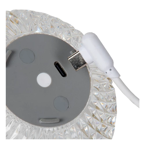 Lucide CINTRA - Lampe de table Rechargeable - Batterie/Piles - Ø 9 cm - LED 3 StepDim - 1x1,5W 3000K - Transparent - détail 3